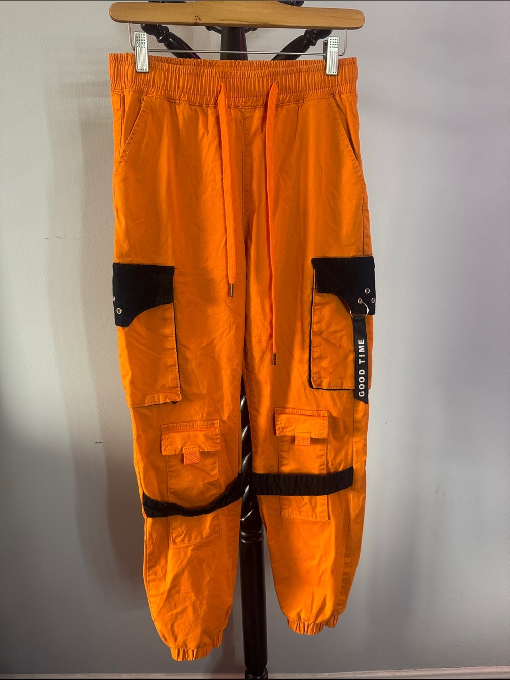 American Bazi Orange Cargo Jogger Pants with Black Accents 7.1T